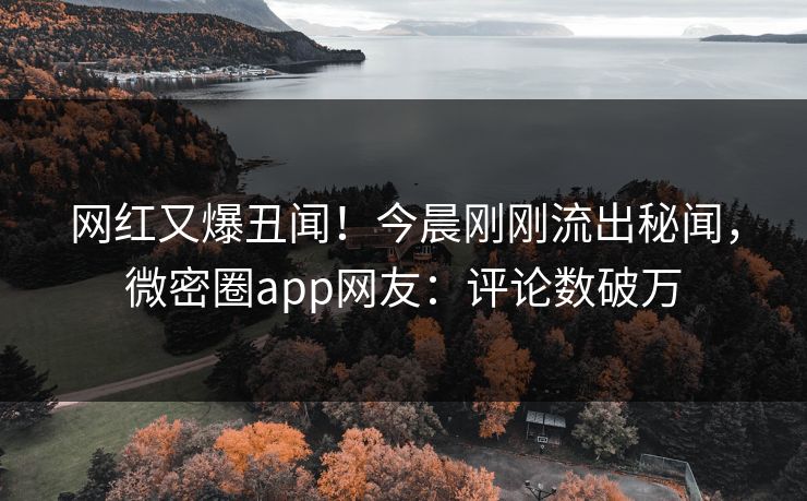 网红又爆丑闻！今晨刚刚流出秘闻，微密圈app网友：评论数破万