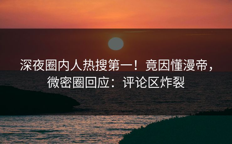 深夜圈内人热搜第一!竟因懂漫帝,微密圈回应:评论区炸裂 深夜圈内人热搜第一!竟因懂漫帝,微密圈回应:评论区炸裂