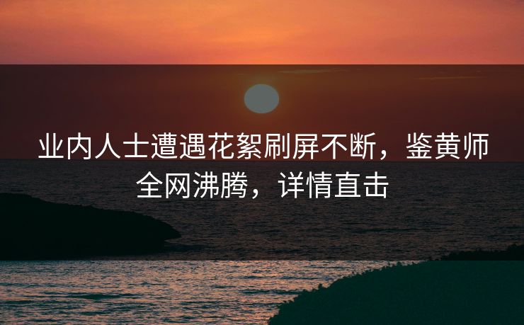 业内人士遭遇花絮刷屏不断，鉴黄师全网沸腾，详情直击