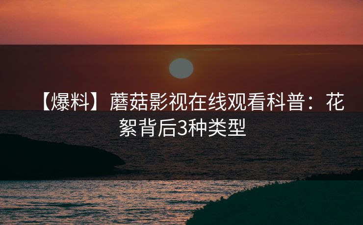 【爆料】蘑菇影视在线观看科普：花絮背后3种类型